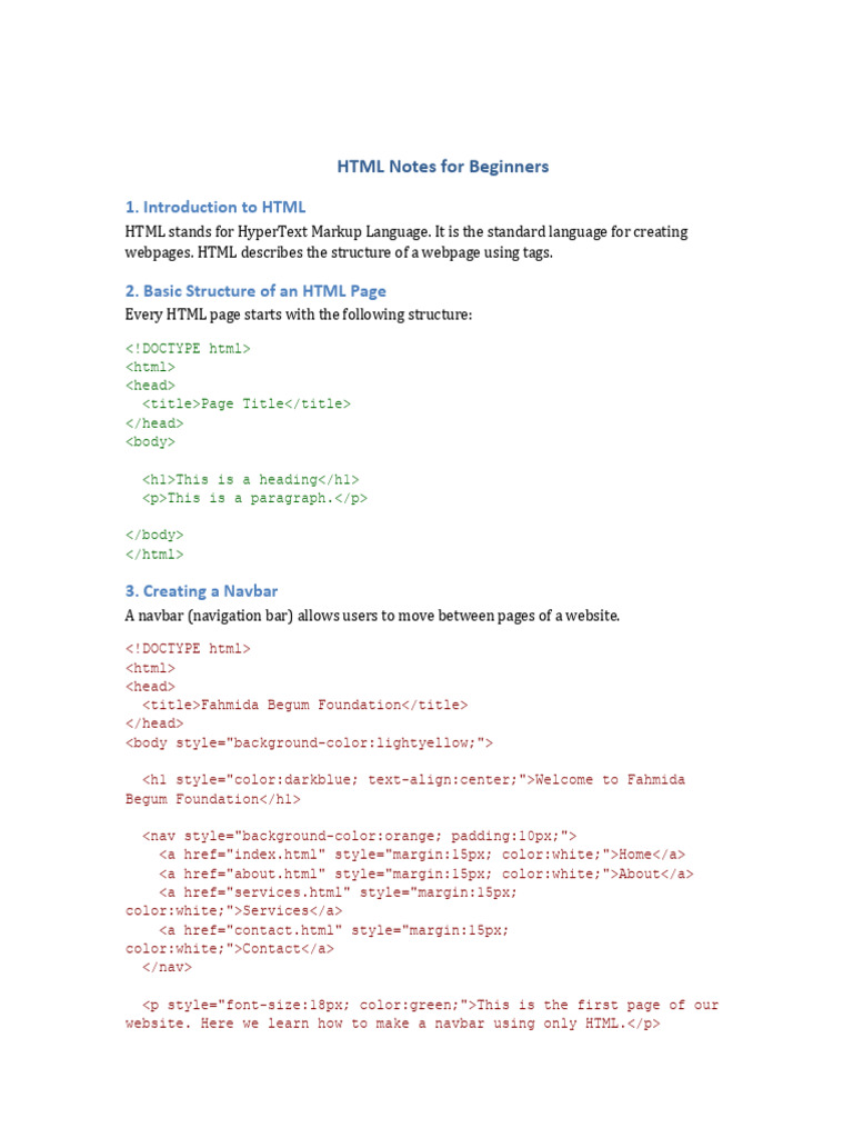 HTML Basics for Beginners Guide | PDF