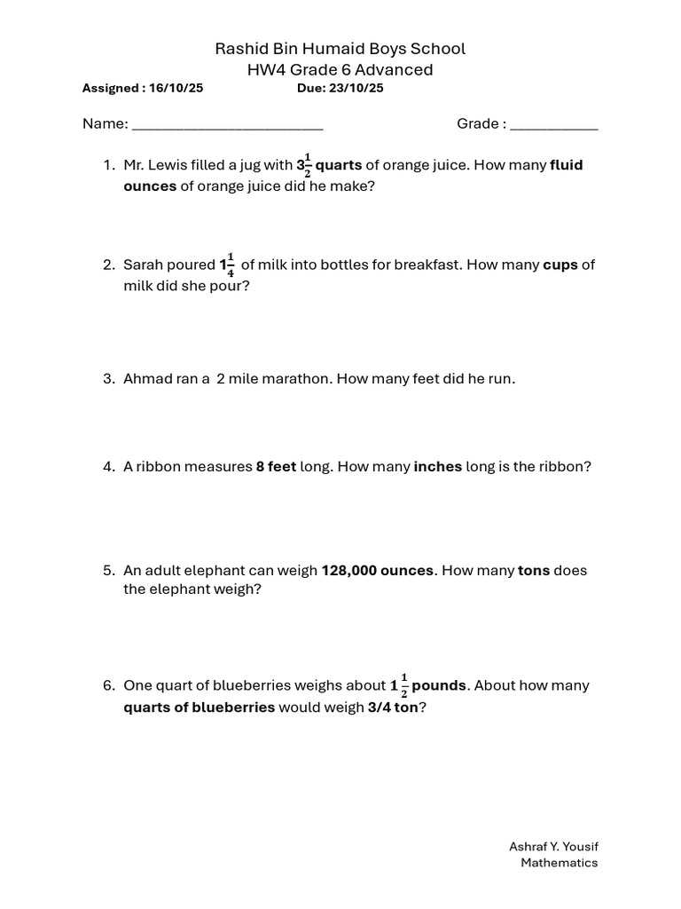 T1 HW4 Grade 6 1-6,1-7 | PDF