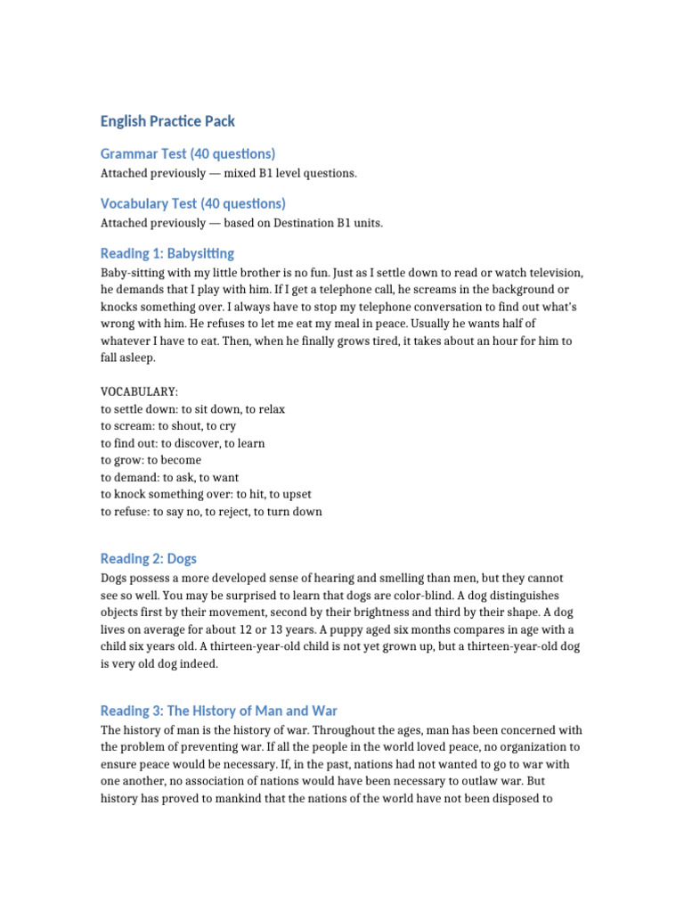 English Practice Pack | PDF