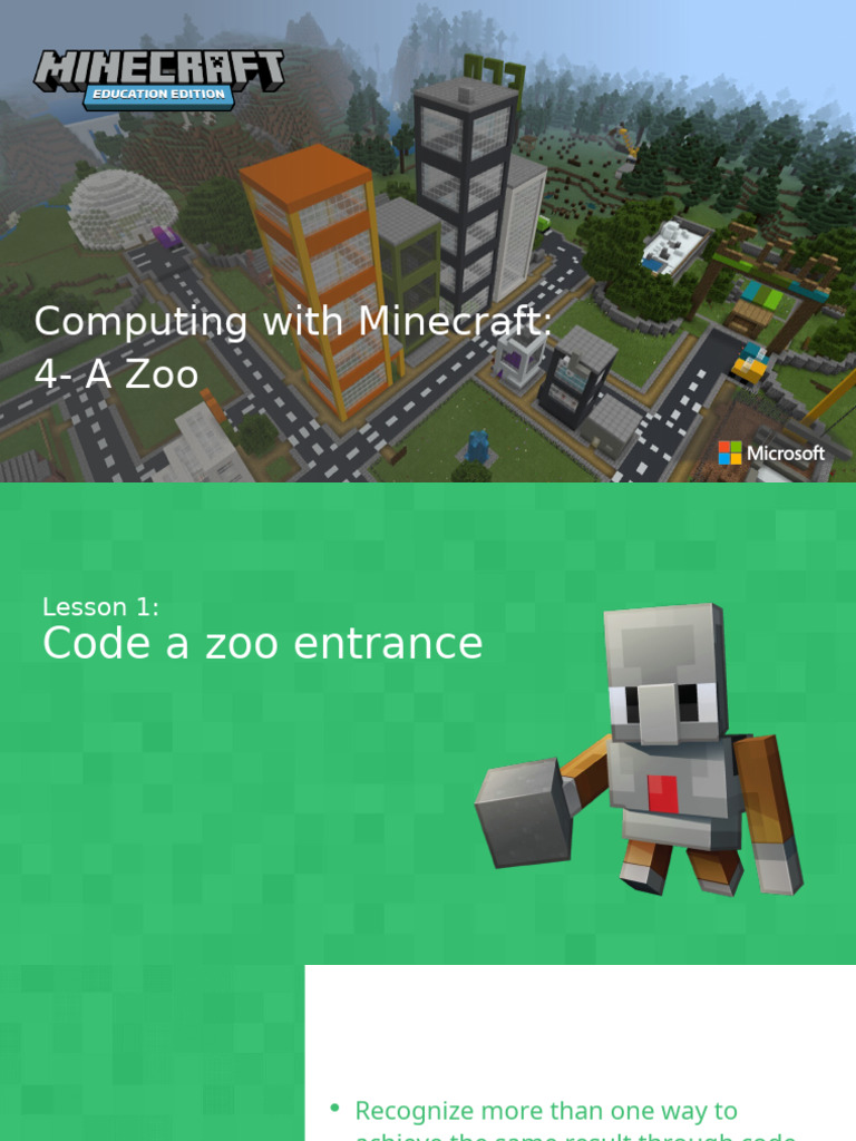 Code a Zoo Entrance in Minecraft | PDF