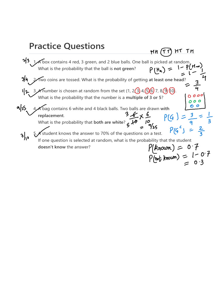 Probability Practice Questions | PDF