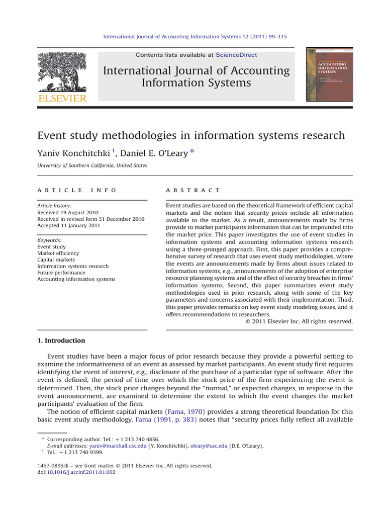 Event Study Methodologies in IS Research | PDF | Methodology | Information