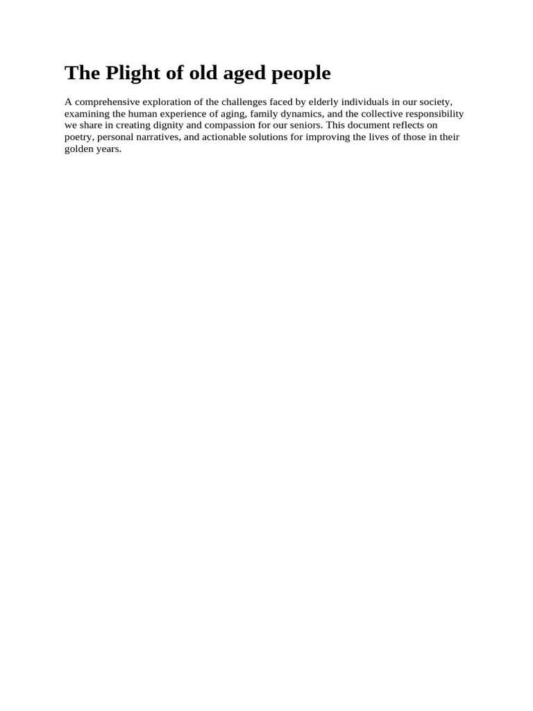 Challenges Faced by the Elderly | PDF | Love | Ageing