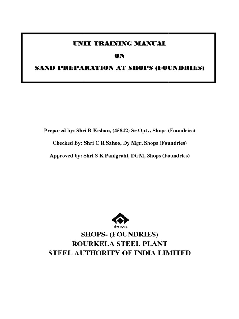 Sand Preparation Training Manual | PDF | Foundry | Metalworking
