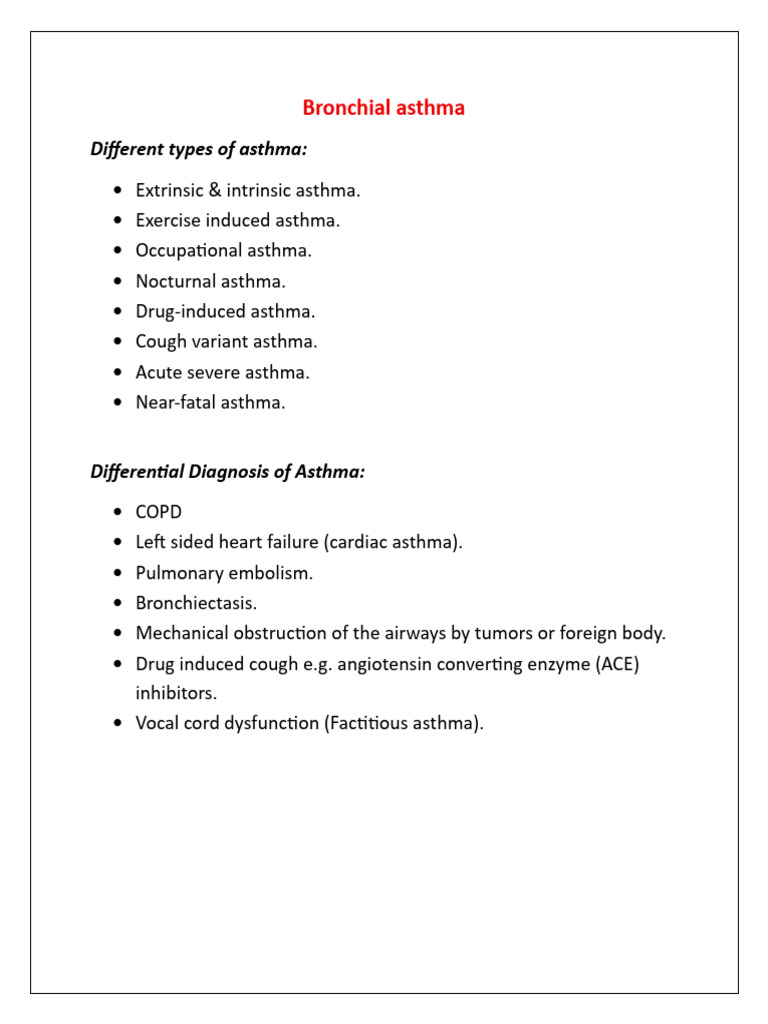 Types and Diagnosis of Asthma | PDF