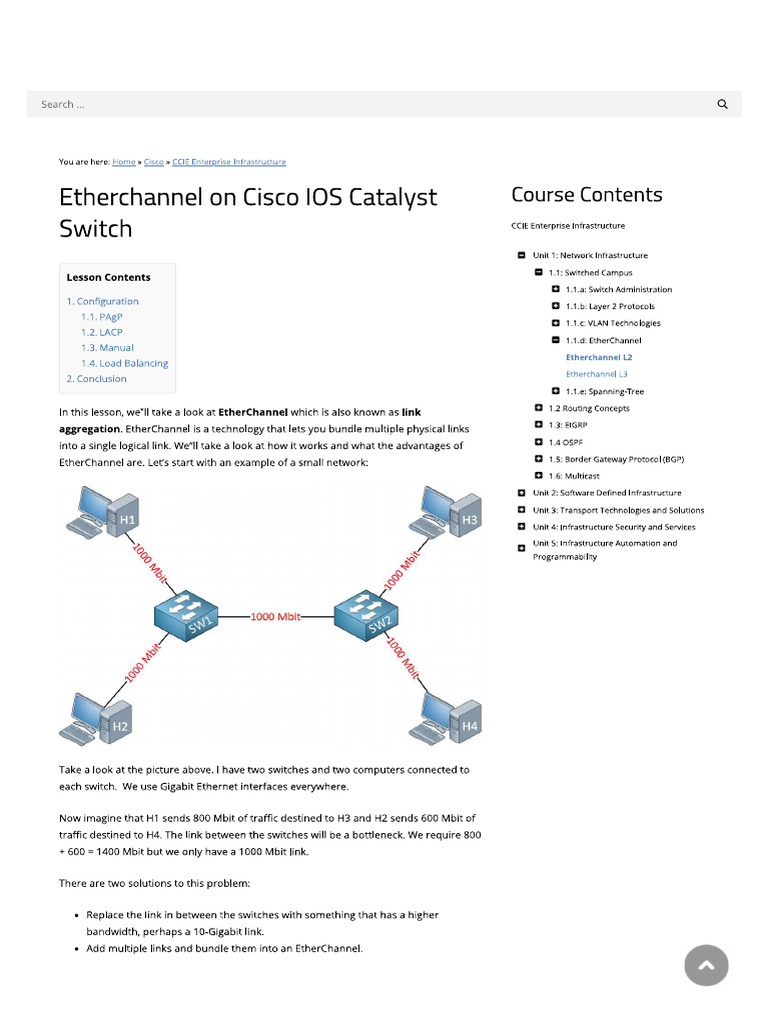 Etherchannel On Cisco IOS Catalyst Switch | PDF