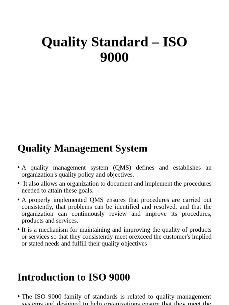 ISO 9000 Quality Management Overview | PDF | Quality Management ...