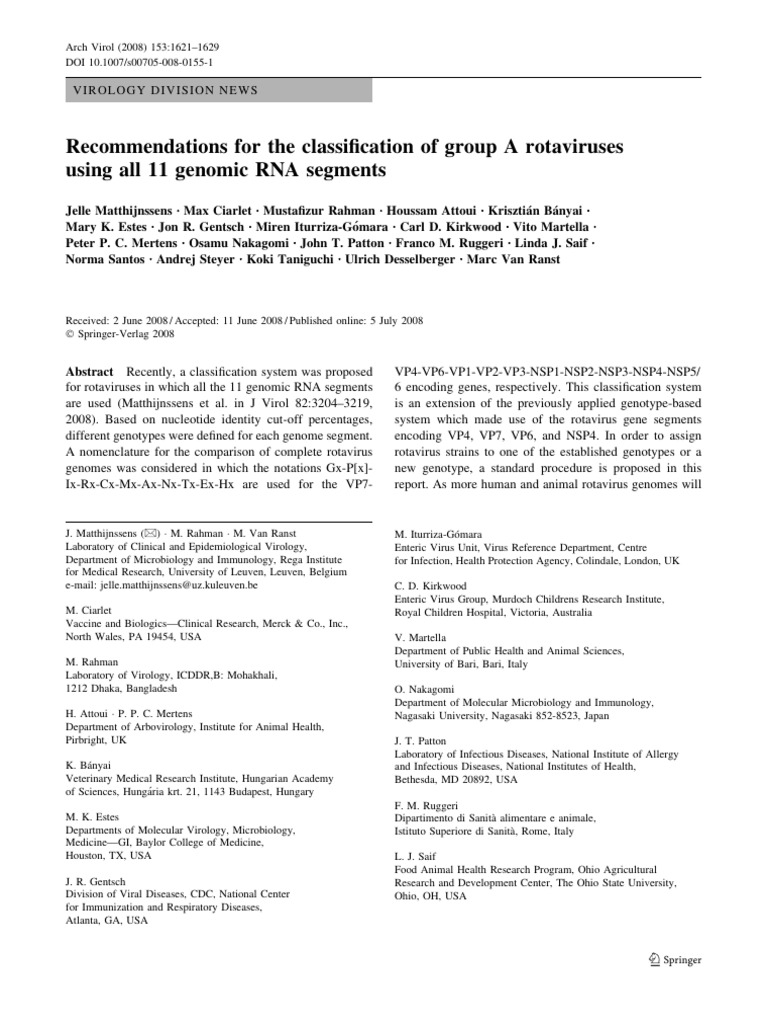 Rotavirus Genotype Classification Guide | PDF | Virus | Open Reading Frame