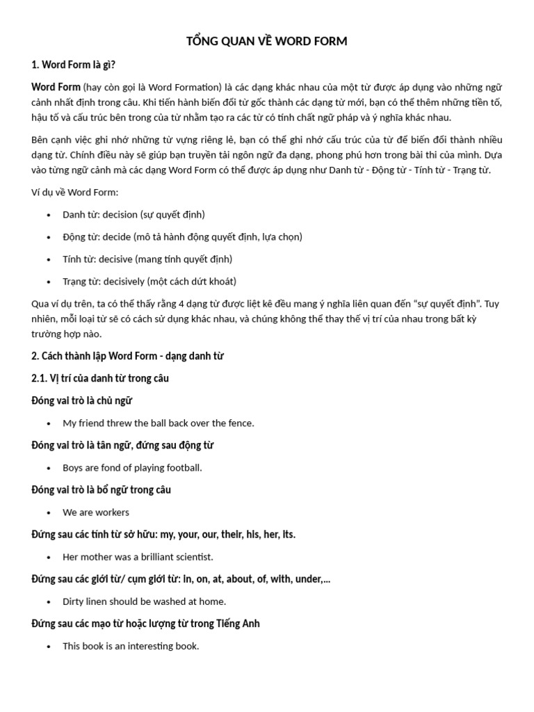 TỔNG QUAN VỀ WORDFORM | PDF