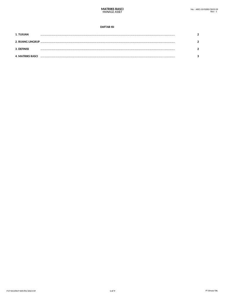 Matriks RASCI untuk Manajemen Aset Elnusa | PDF