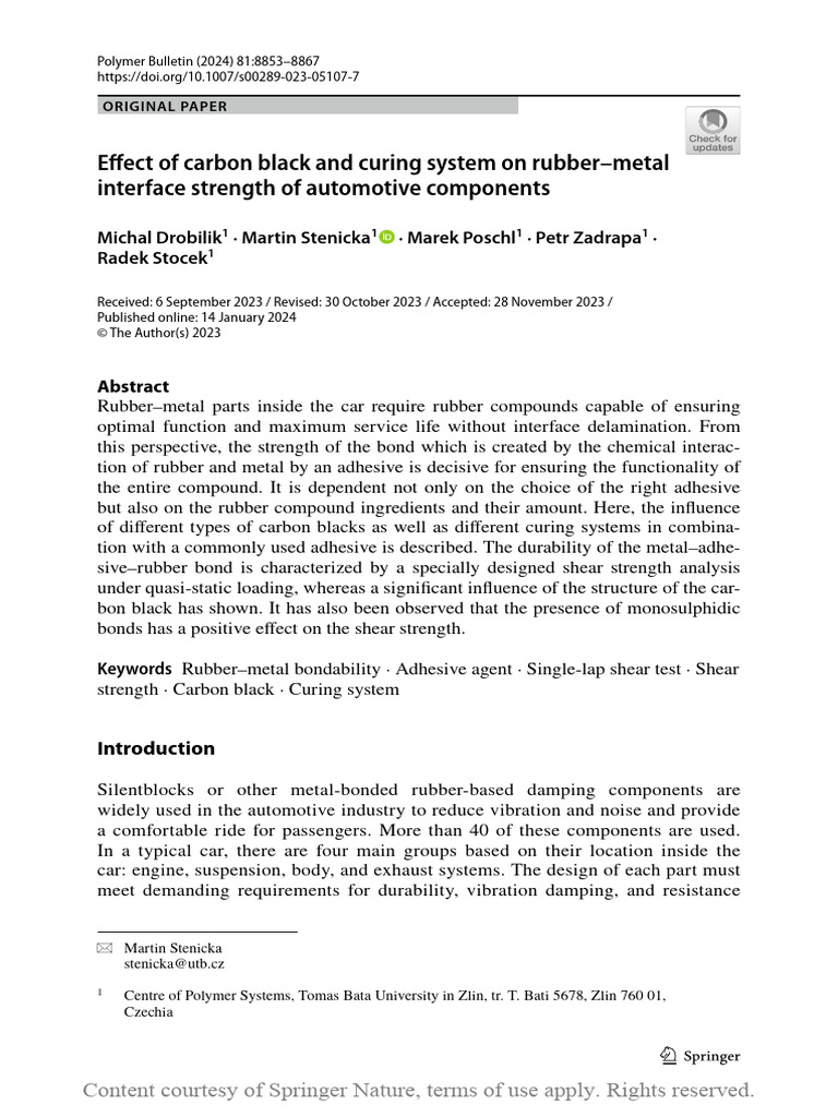 Effect of Carbon Black and Curing System On Rubber | PDF | Adhesion ...