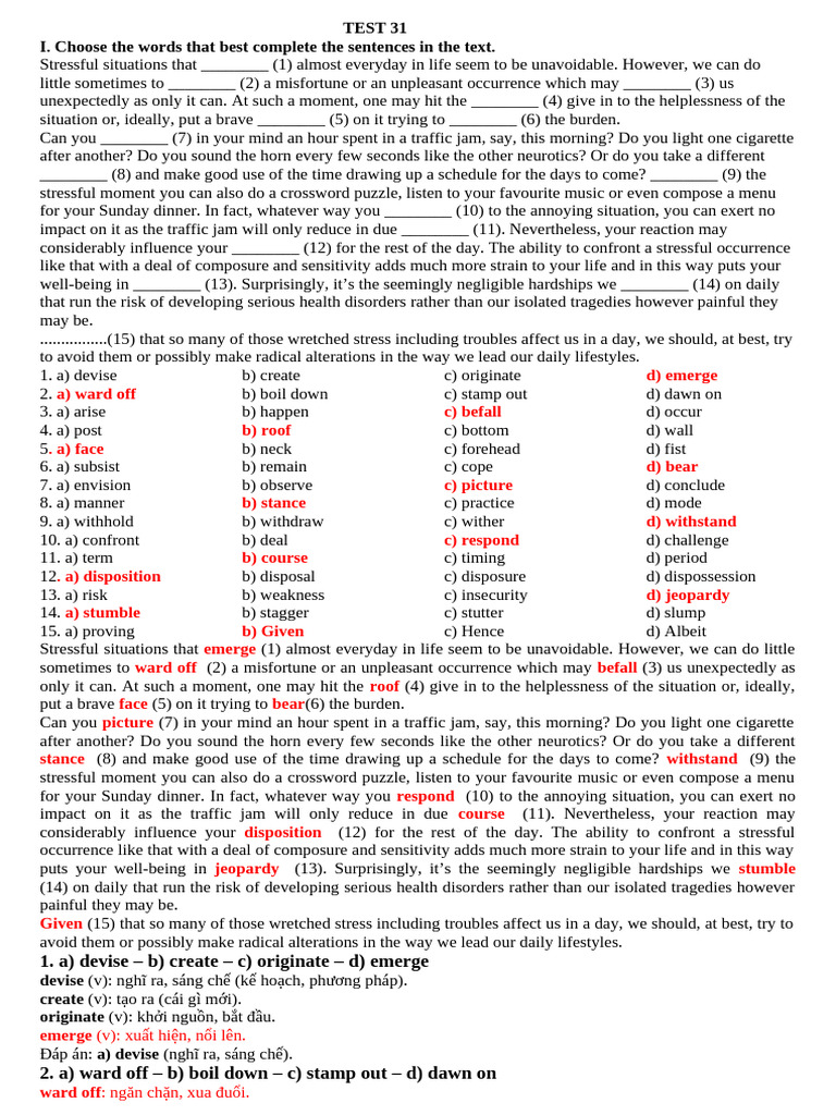 Test 31 Advanced Key | PDF