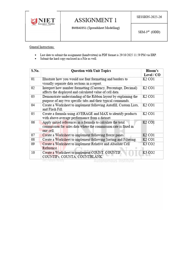 Spreadsheet Modelling Assignment Guide | PDF