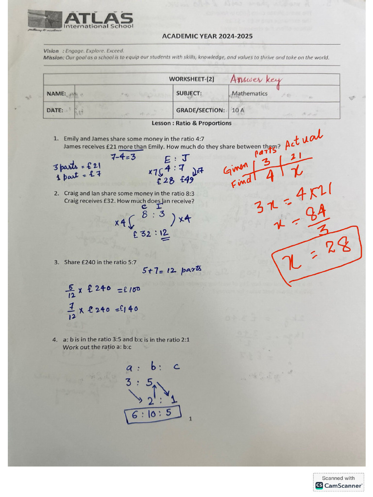 Worksheet 2 - Answer Key - T1 G10 | PDF