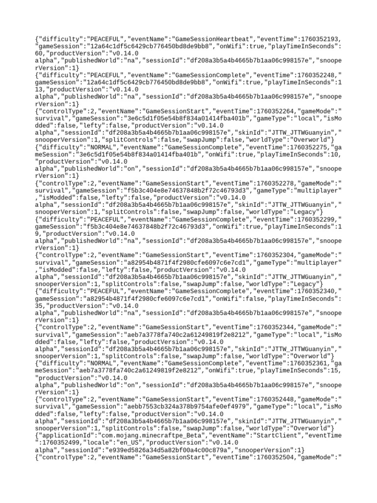 Game Session Events Log v0.14.0 | PDF | Video Games