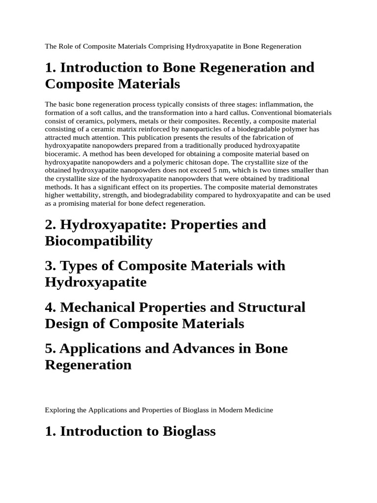 The Role of Composite Materials Comprising Hydroxyapatite in Bone ...