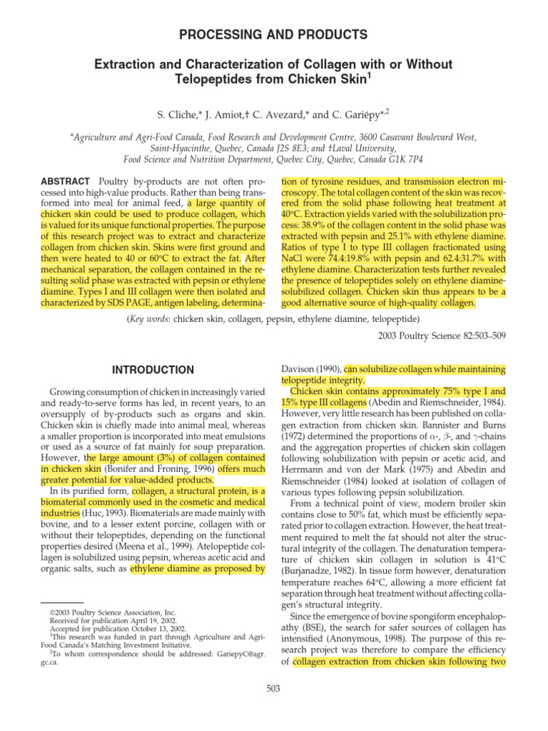 Collagen Extraction from Chicken Skin | PDF | Collagen | Western Blot