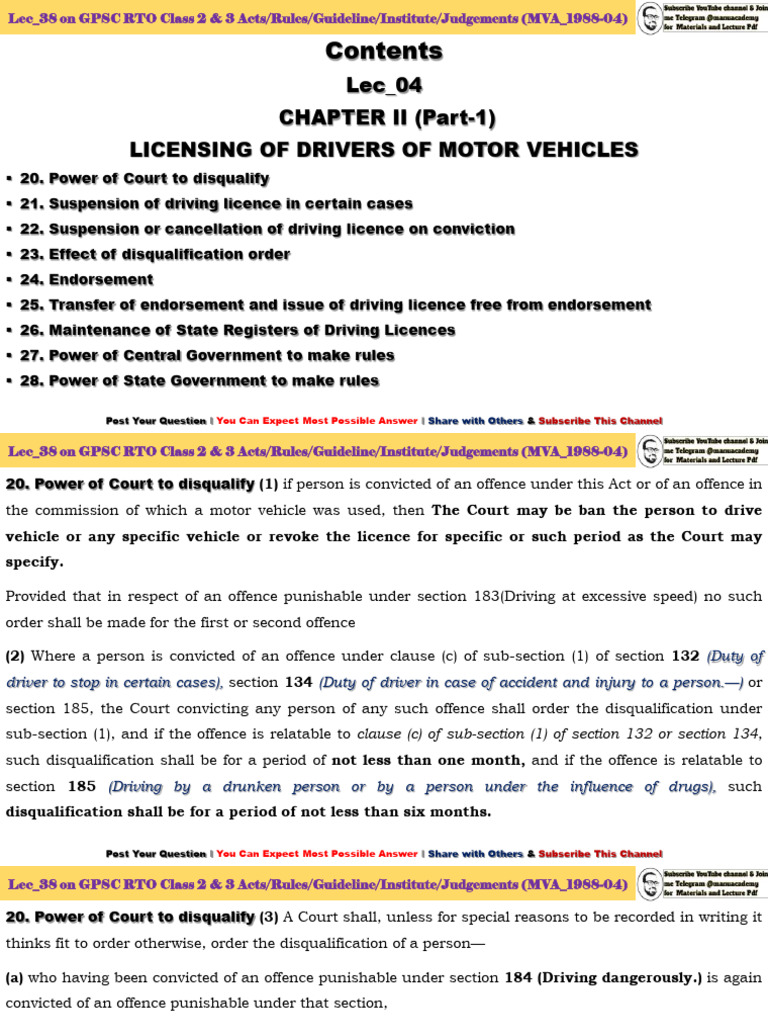 GPSC RTO Class 2 & 3 Licensing Rules | PDF | Driver's License | License