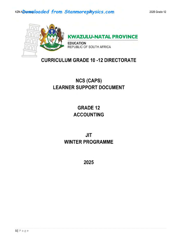 KZN Grade 12 Accounting Overview 2025 | PDF | Dividend | Equity (Finance)