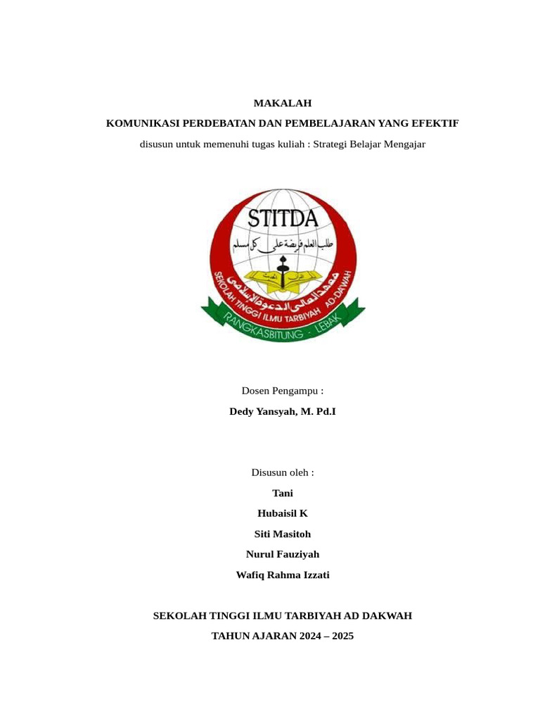 Komunikasi dan Perdebatan dalam Pembelajaran | PDF