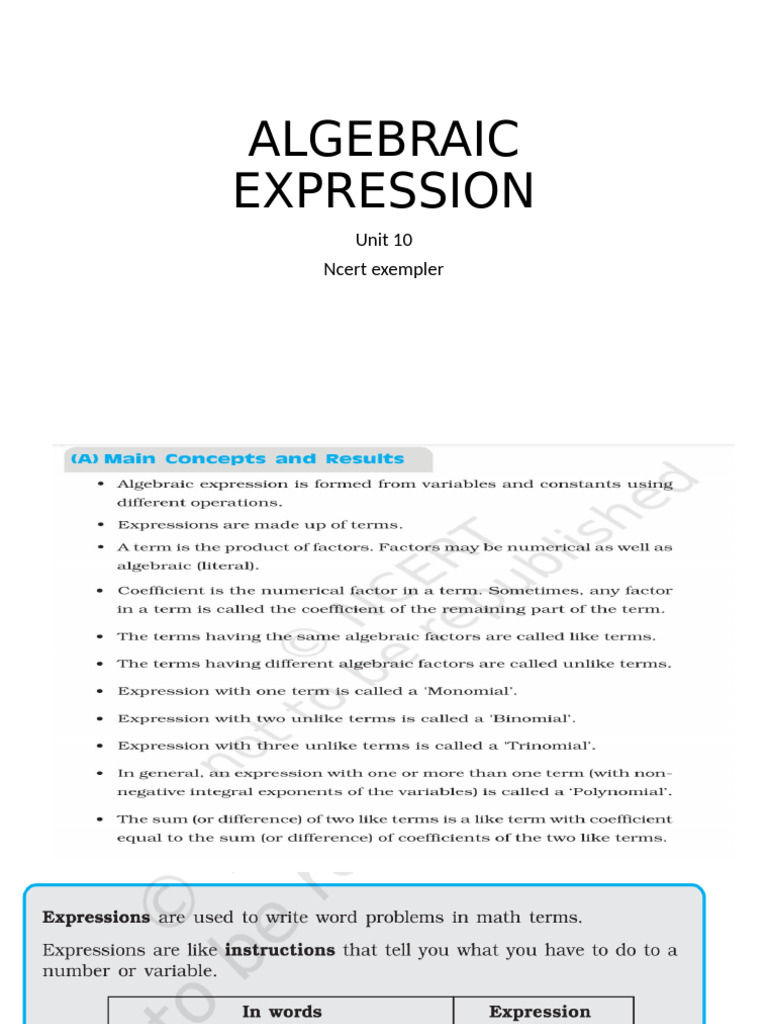 Algebraic Expression | PDF