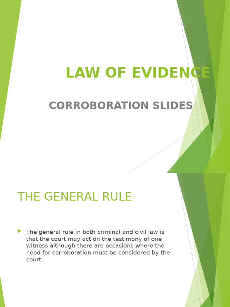 Understanding Corroboration in Law | PDF | Witness | Evidence