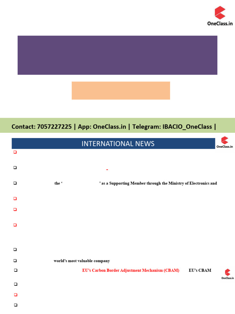 July 2025 Global Current Affairs Summary | PDF