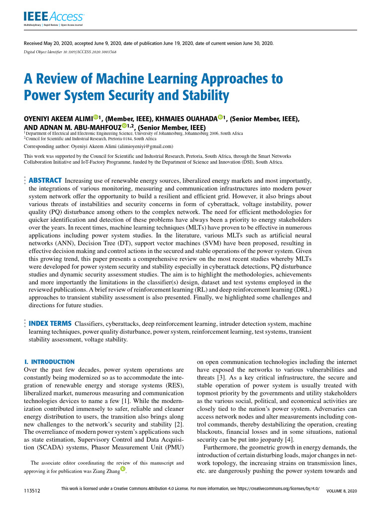 Machine Learning for Power System Security | PDF | Support Vector ...