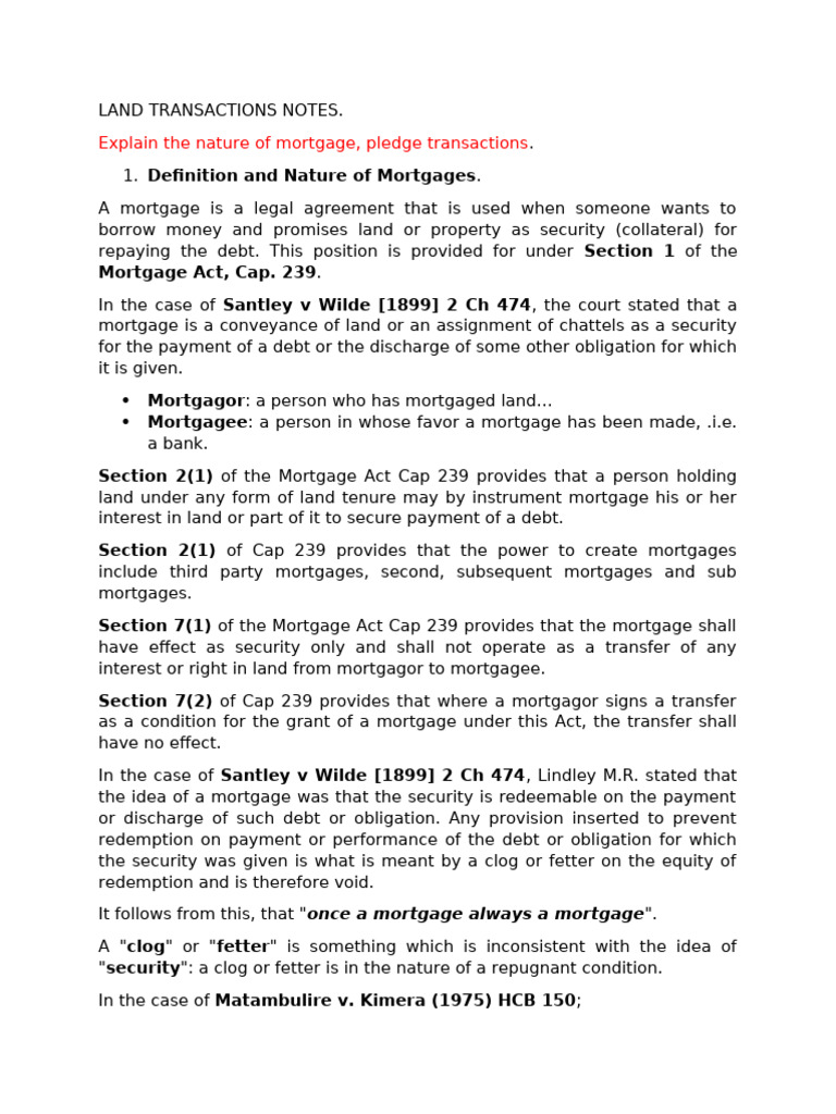 Understanding Mortgages and Pledges | PDF | Mortgage Law | Mortgages