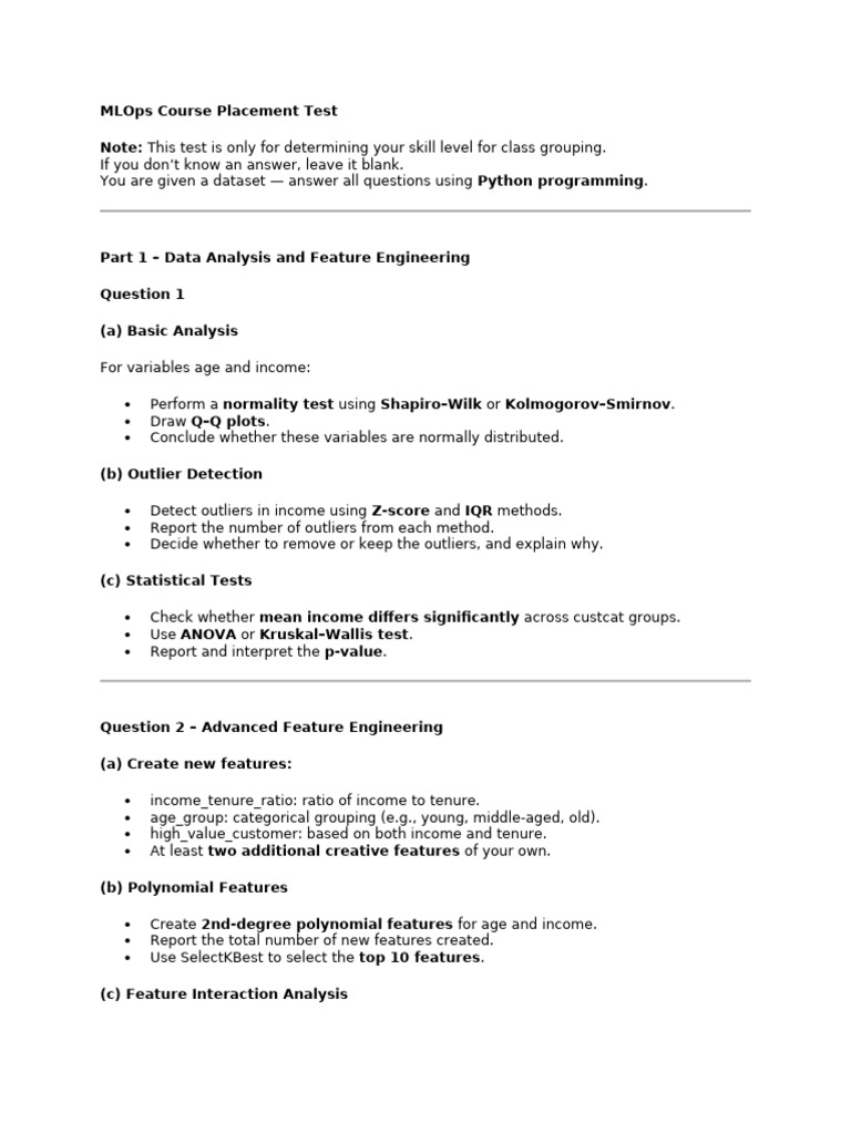 MLOps Course Placement Test Guide | PDF | Receiver Operating ...