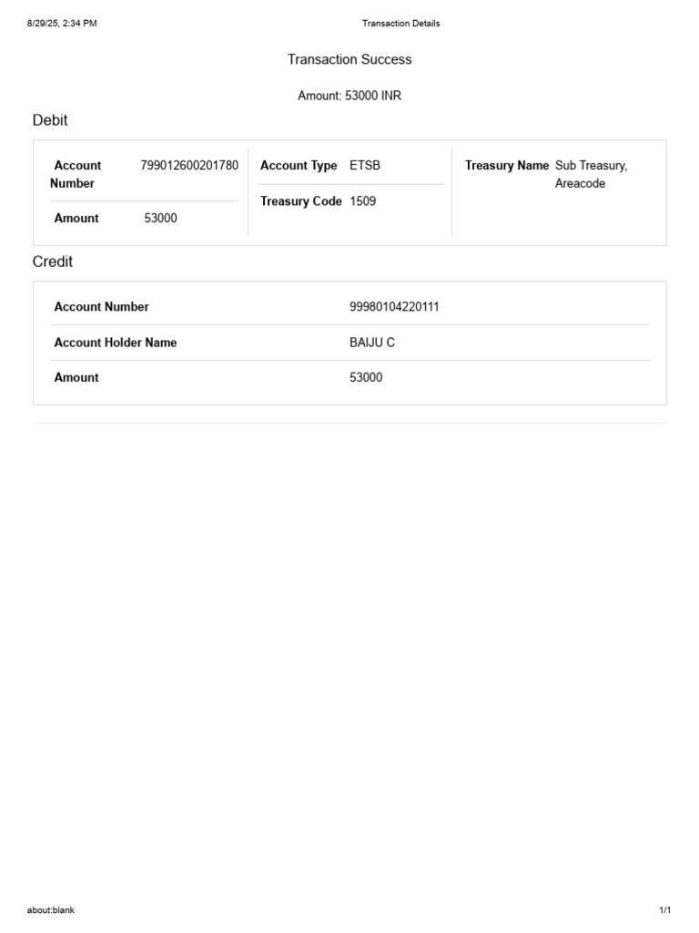Transaction Details for 53000 INR | PDF