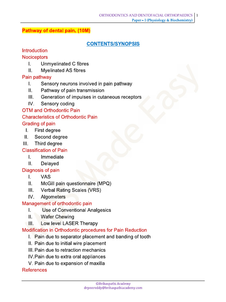 Pain Pathway in OT | PDF