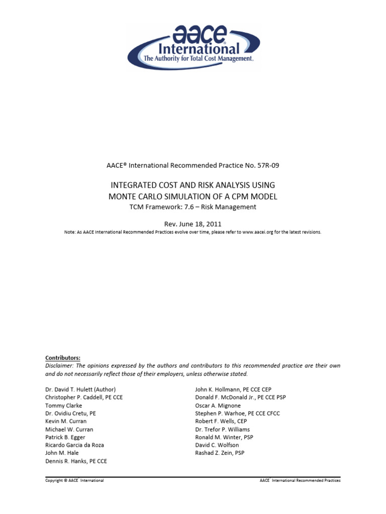 Integrated Cost & Schedule Risk Analysis | PDF | Risk | Monte Carlo Method