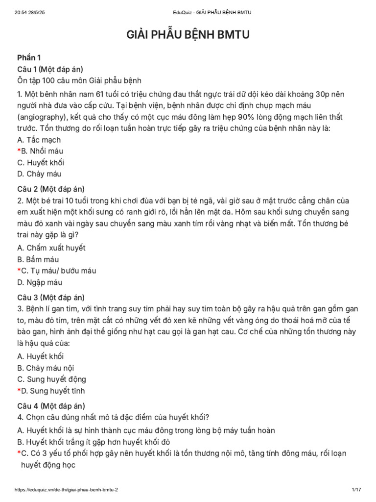 GIẢI PHẪU BỆNH BMTU | PDF