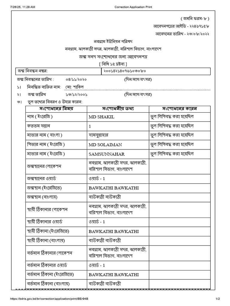 Correction Application Print | PDF