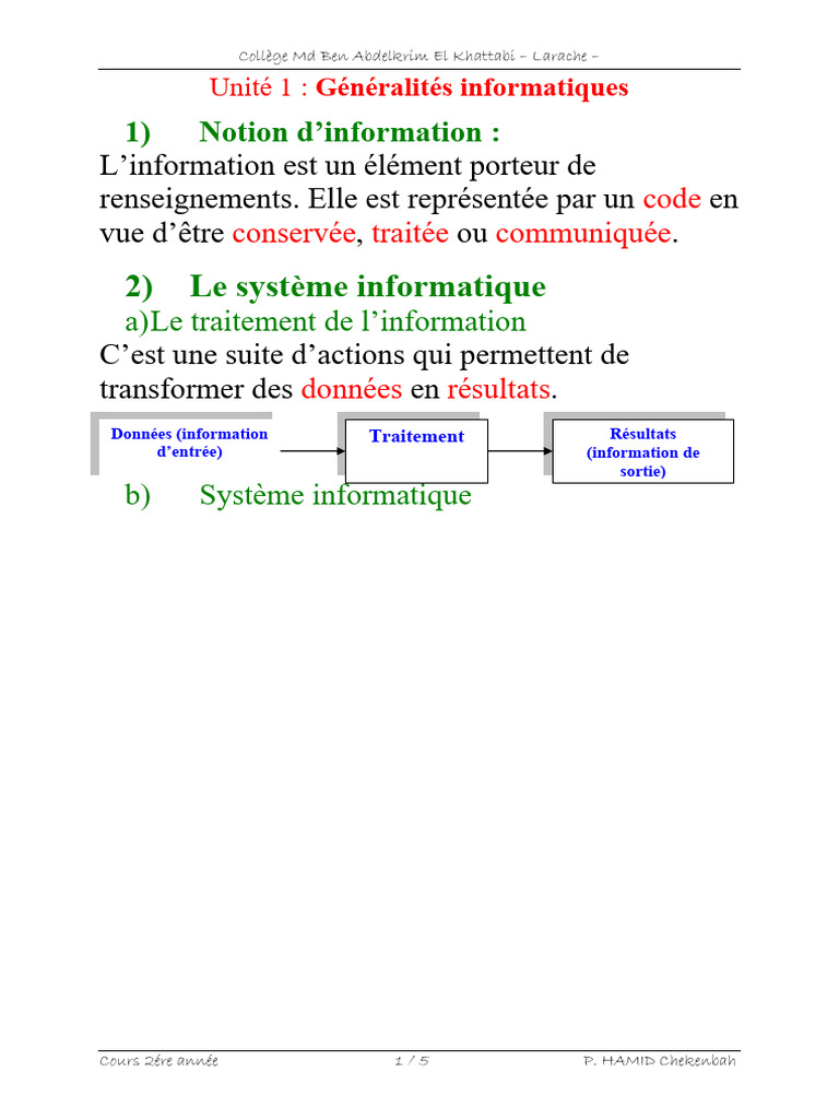 Généralités sur l'informatique | PDF | Informatique | USB