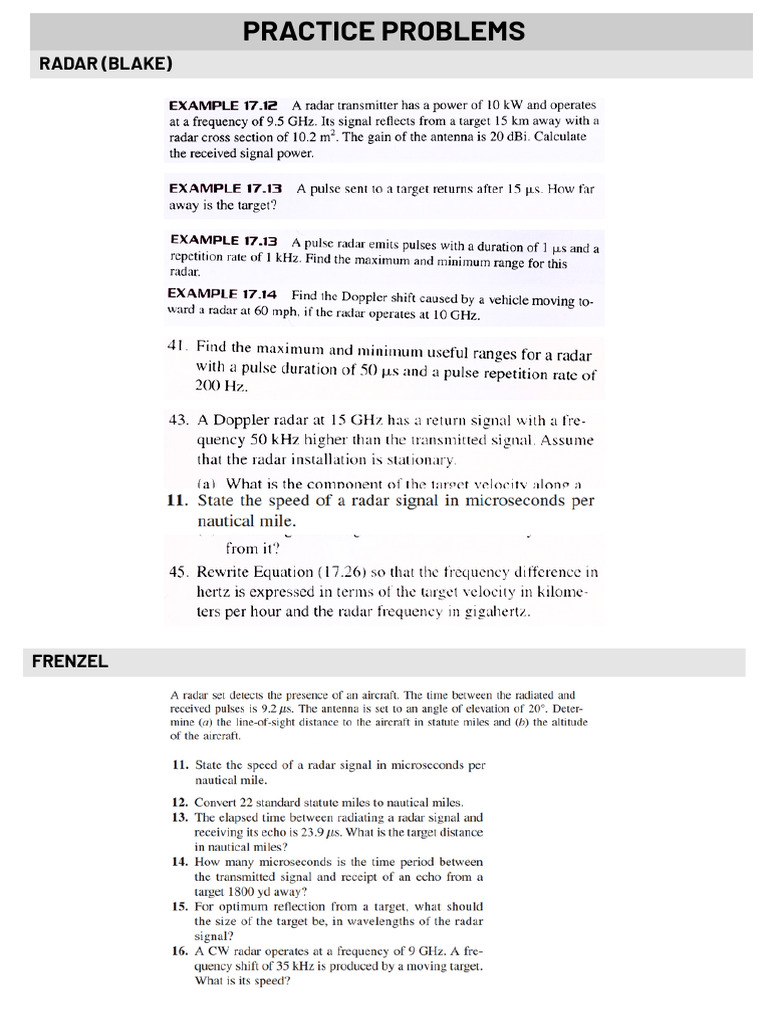 Practice Problems (Radar) | PDF