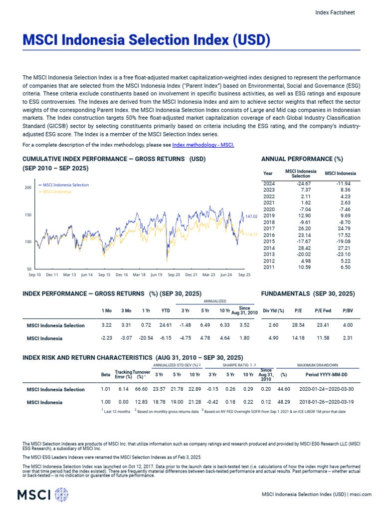 MSCI Indonesia Selection Index Overview | PDF | Msci | Financial Economics