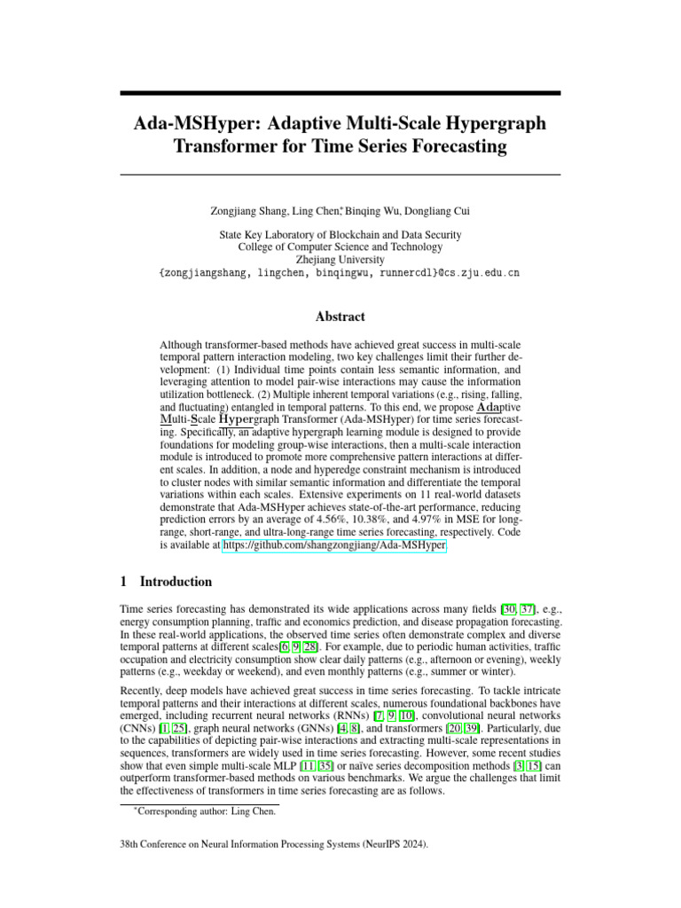 Adaptive Hypergraph Transformer for Time Series | PDF | Time Series ...