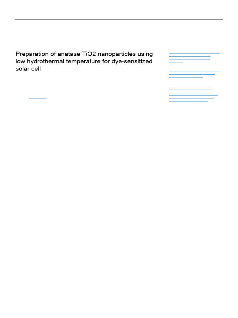 Low-Temperature TiO2 for Solar Cells | PDF | Titanium Dioxide ...