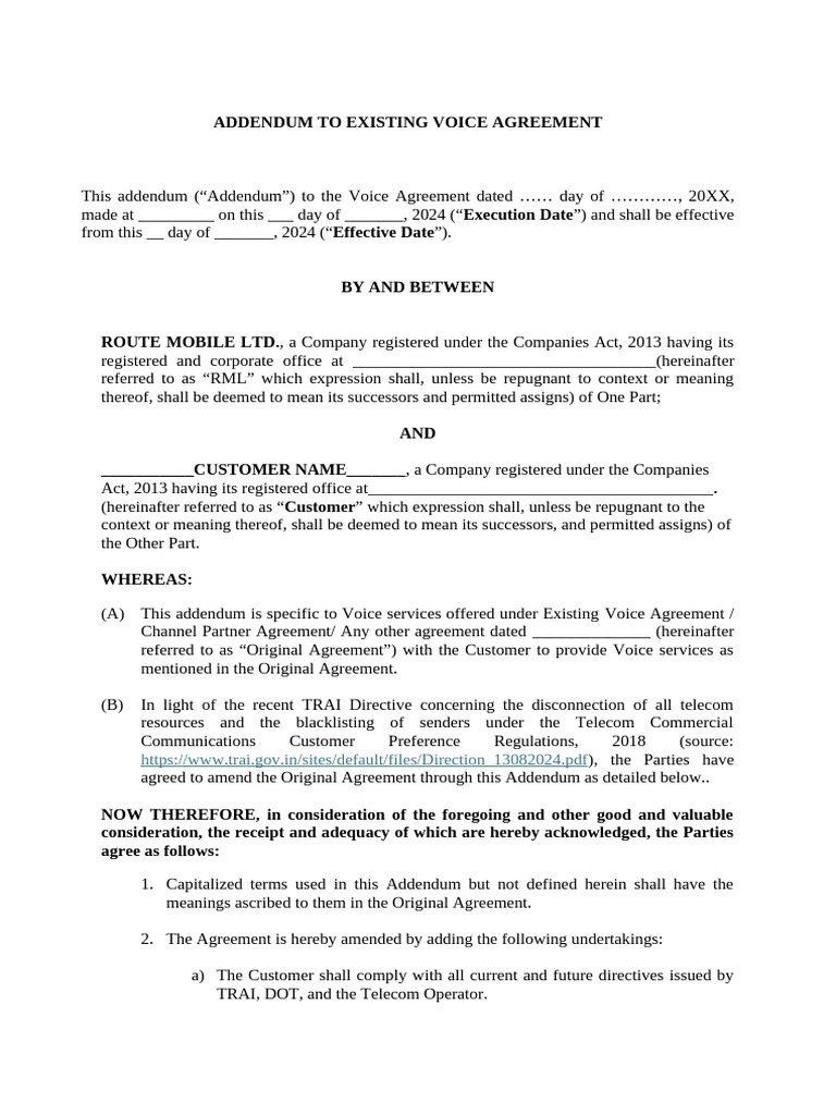 Addendum - TRAI Directive - RML | PDF | Private Law | Justice