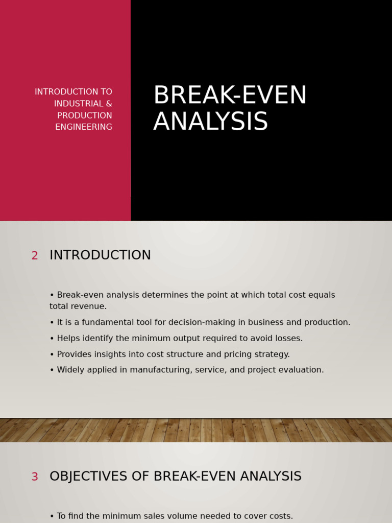 Lecture 04-Break Even Analysis | PDF | Business Economics | Economics