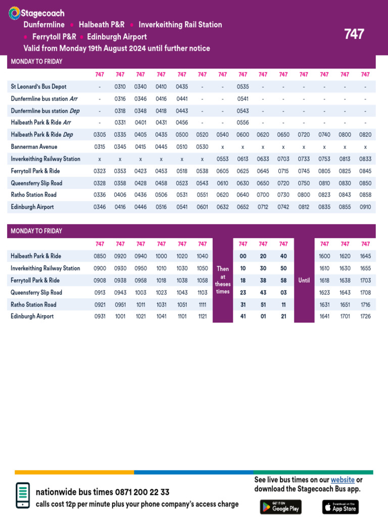 747 Bus Timetable to Edinburgh Airport | PDF | Rail Transport ...