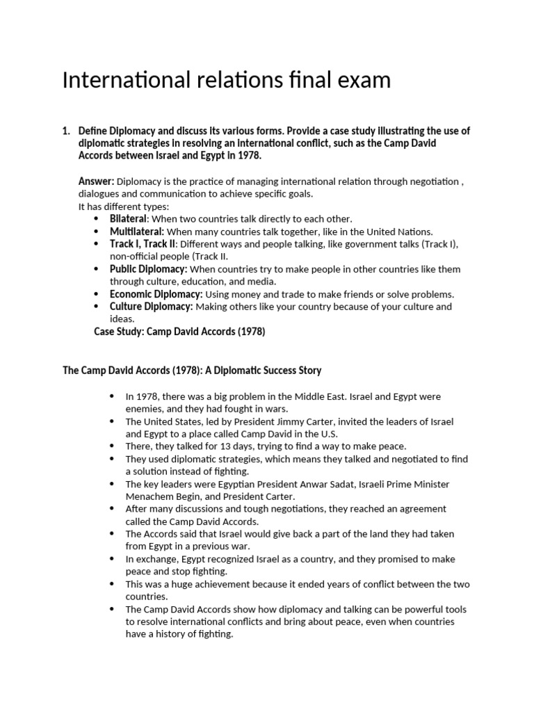 International Relations Final Exam | PDF | International Humanitarian ...