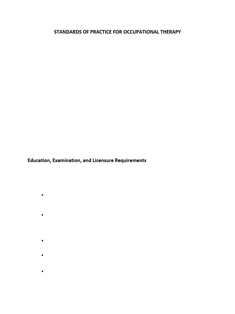 Occupational Therapy Practice Standards | PDF | Occupational Therapy ...