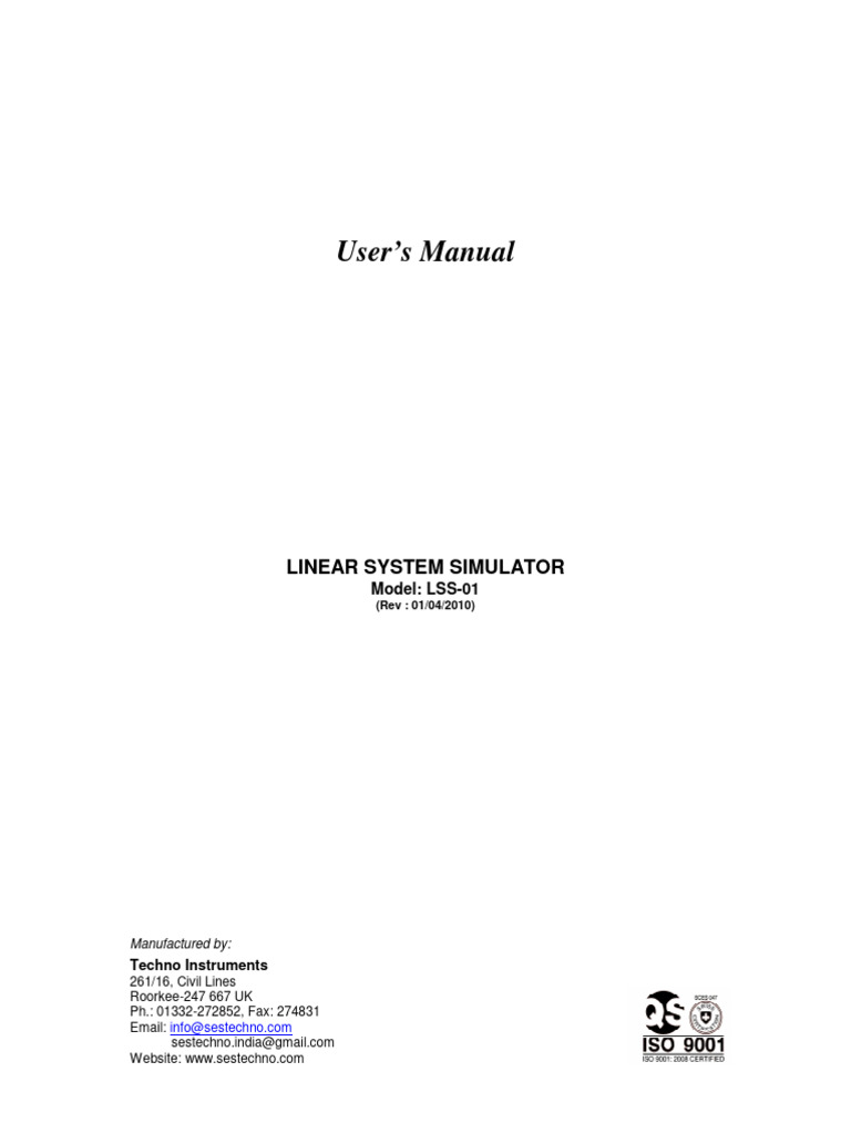 Linear System Simulator Manual LSS-01 | PDF | Amplifier | Feedback