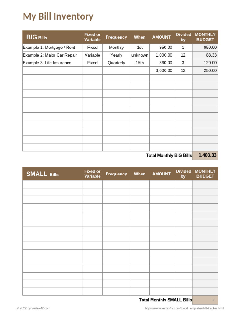 Bill Tracker Template for Budgeting | PDF