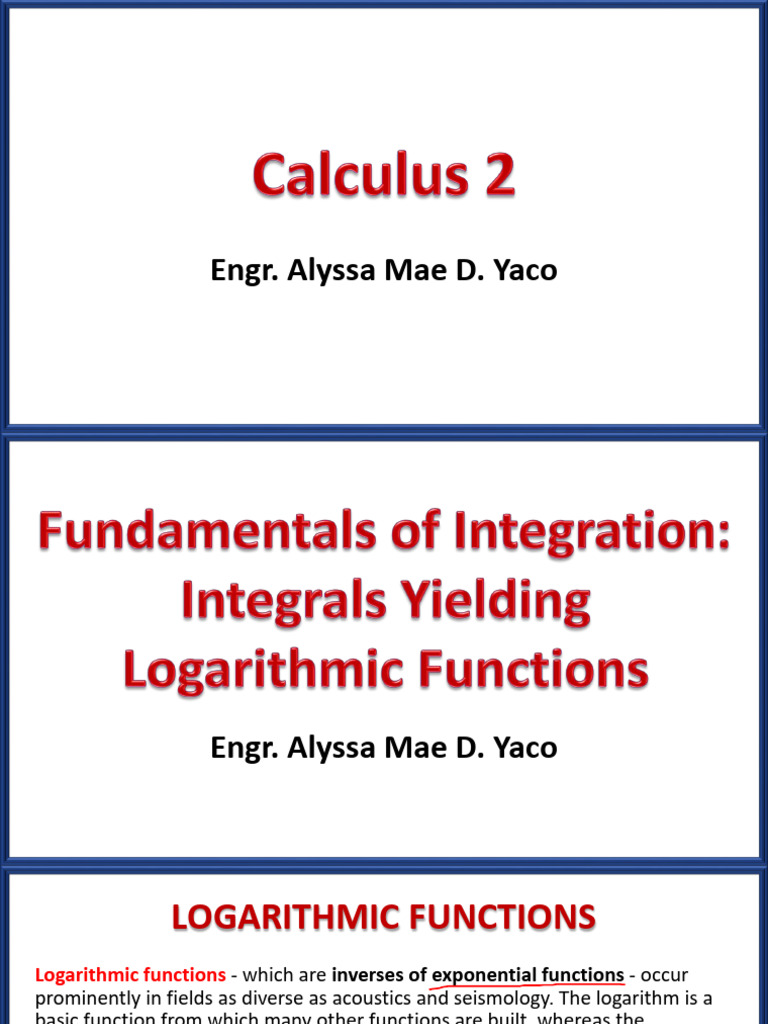 MAT076 3-4 - Fundamentals of Integration Integrals Yielding Logarithmic ...