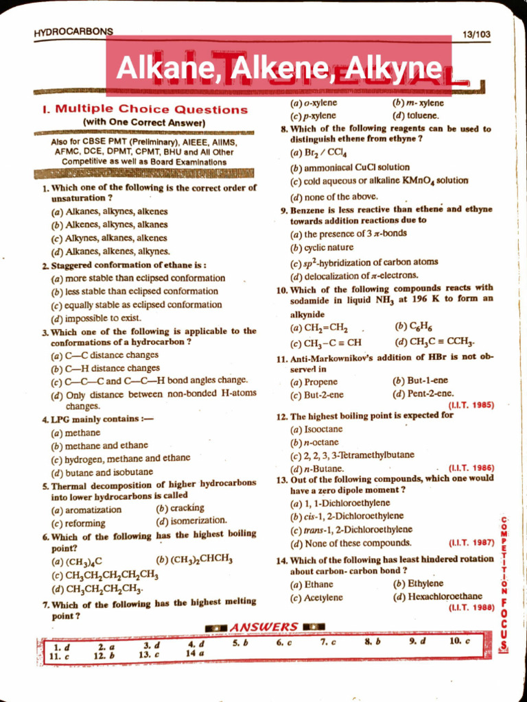 Alkane Alkene Alkyne - Edited | PDF | Alkane | Alkene