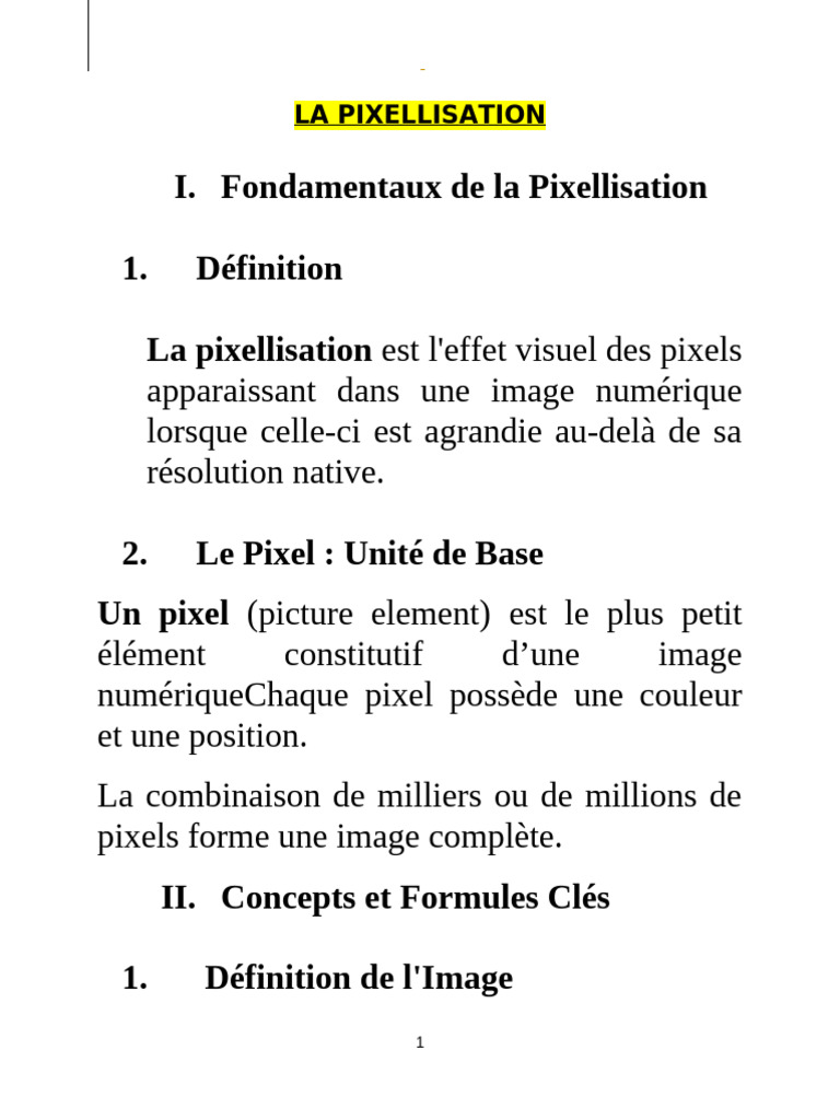 Comprendre la Pixellisation Numérique | PDF | Image numérique | Pixel